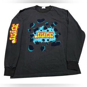 Juice store Los Angeles Men's graphic Long‎ Sleeve T-shirt faded black medium